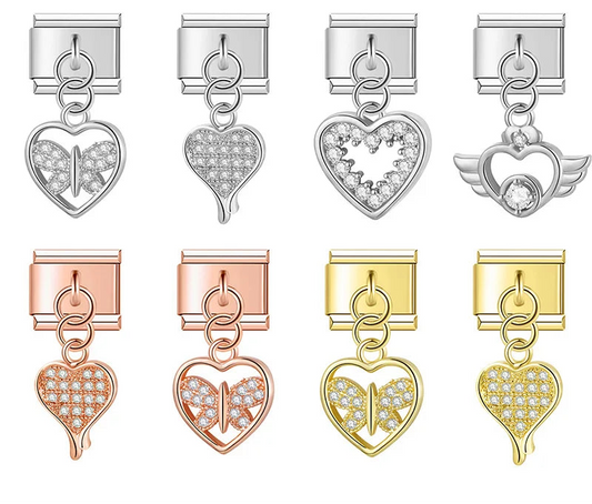 Celestial Heart & Winged Silhouette Dangle Charm