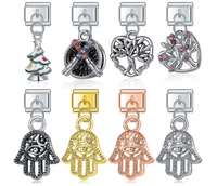 The Heart, Palm Tree & Christmas Tree Dangle Charm in Silver