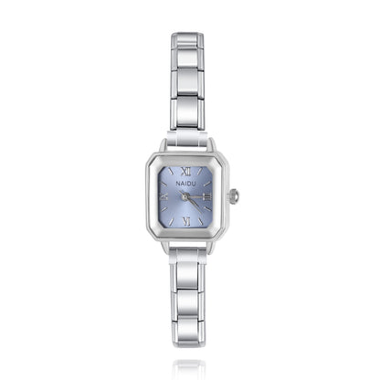 Vintage Geometric Square Silver Watch with Roman Numerals — Art Deco Italian Charm Watch
