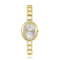 Modern Gold Oval Watch with Numbered Dial — Warm Gold Italian Charm Watch Bracelet