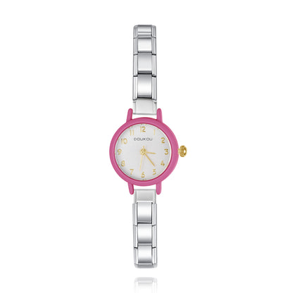 Matte Pop Colour Round Italian Charm Watch — Bold Colour Dial Watch Bracelet