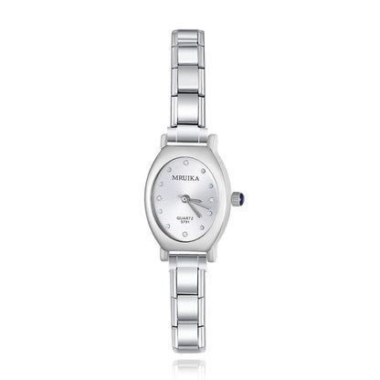 Classic Small Oval Watch — Dainty Everyday Italian Charm Watch Bracelet