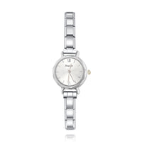 Diamond-Cut Glass Round Watch — Faceted Crystal Italian Charm Watch Bracelet