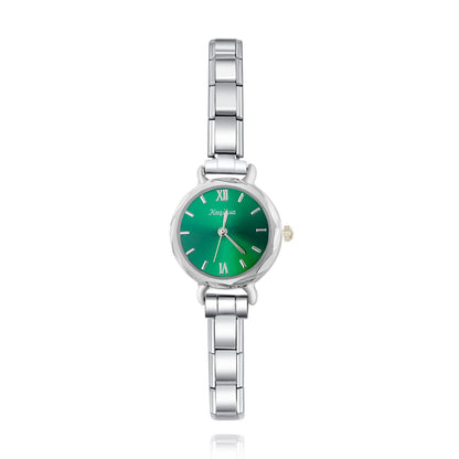 Diamond-Cut Glass Round Watch — Faceted Crystal Italian Charm Watch Bracelet