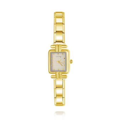 Modern Small Square Watch with Roman Numerals — Customisable Italian Charm Watch Bracelet