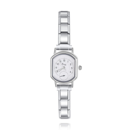 Modern Octagon Sub-Dial Italian Charm Watch — Sporty Geometric Watch Bracelet