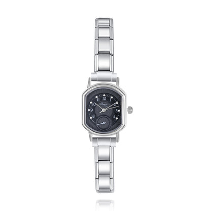 Modern Octagon Sub-Dial Italian Charm Watch — Sporty Geometric Watch Bracelet