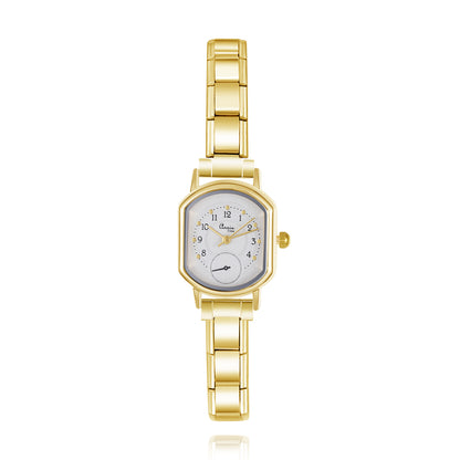 Modern Octagon Sub-Dial Italian Charm Watch — Sporty Geometric Watch Bracelet