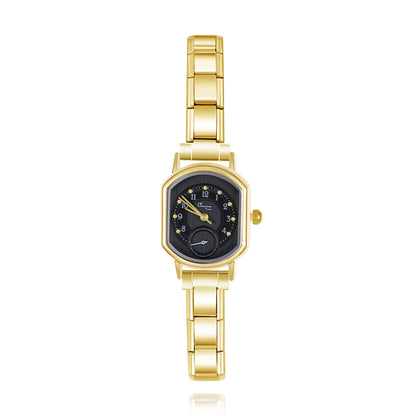 Modern Octagon Sub-Dial Italian Charm Watch — Sporty Geometric Watch Bracelet
