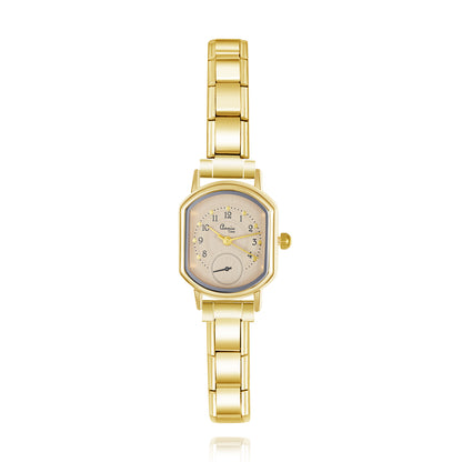Modern Octagon Sub-Dial Italian Charm Watch — Sporty Geometric Watch Bracelet