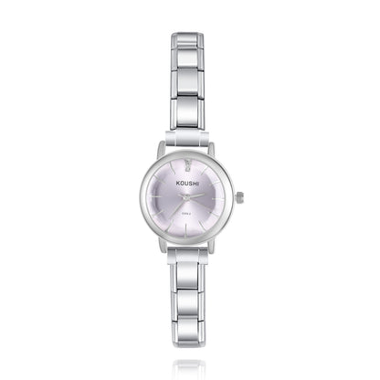 Elegant Round Crystal Italian Charm Watch — Full Crystal Bezel Watch Bracelet
