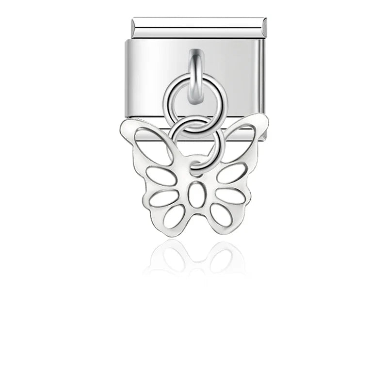 Daisy Elephant Heart Dog Love silver charms
