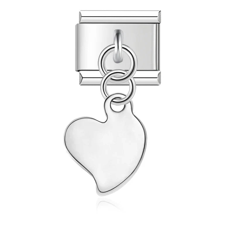 Daisy Elephant Heart Dog Love silver charms