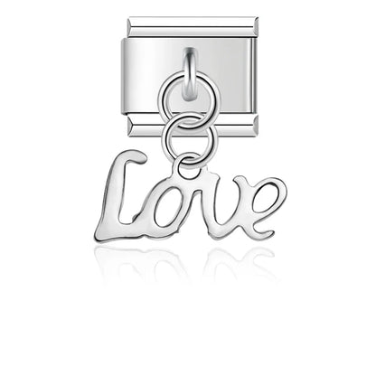 Daisy, Elephant, Heart, Dog & Love Silver Dangle Italian Charms — Nature & Animal Silver Dangle Links