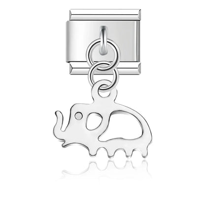 Daisy, Elephant, Heart, Dog & Love Silver Dangle Italian Charms — Nature & Animal Silver Dangle Links
