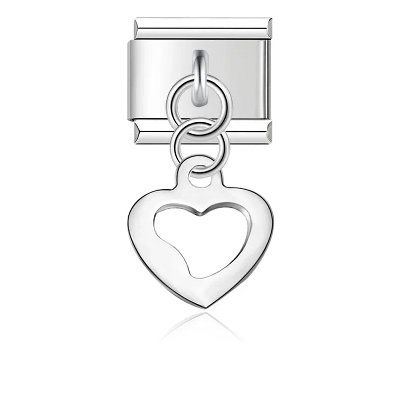 Daisy Elephant Heart Dog Love silver charms
