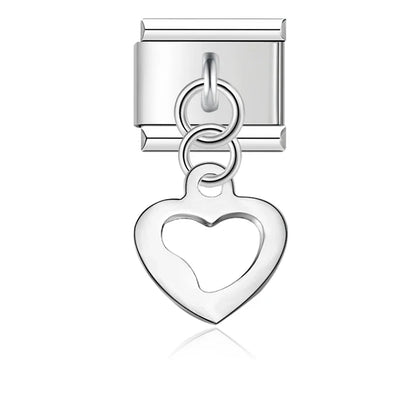 Daisy, Elephant, Heart, Dog & Love Silver Dangle Italian Charms — Nature & Animal Silver Dangle Links