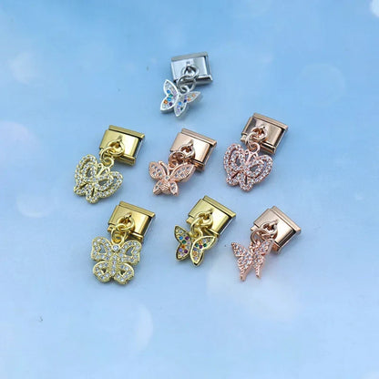The Beautiful Dazzling Butterfly Dangle Charm in Silver & Gold