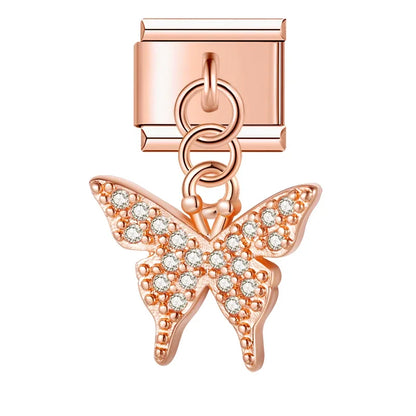 The Beautiful Dazzling Butterfly Dangle Charm in Silver & Gold