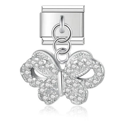 The Beautiful Dazzling Butterfly Dangle Charm in Silver & Gold