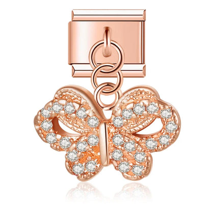 The Beautiful Dazzling Butterfly Dangle Charm in Silver & Gold
