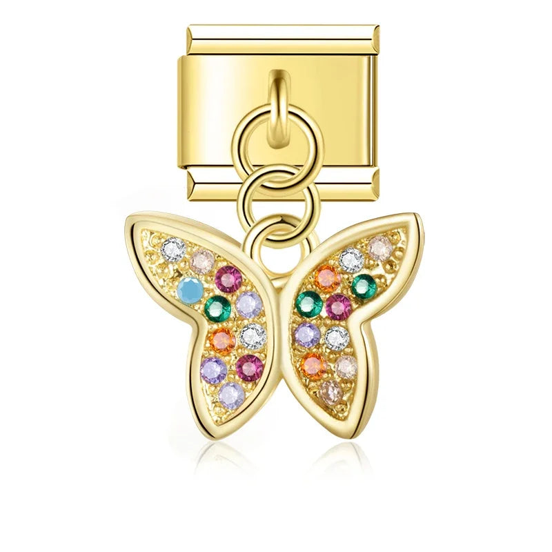 Beautiful Cute Butterfly Dazzling charms silver gold