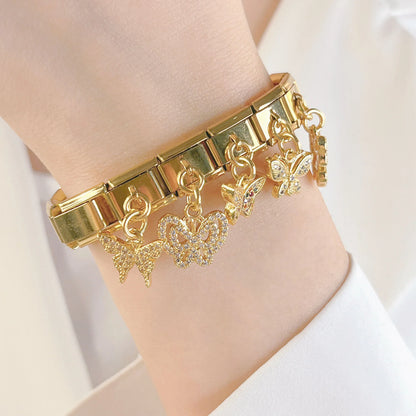 The Beautiful Dazzling Butterfly Dangle Charm in Silver & Gold