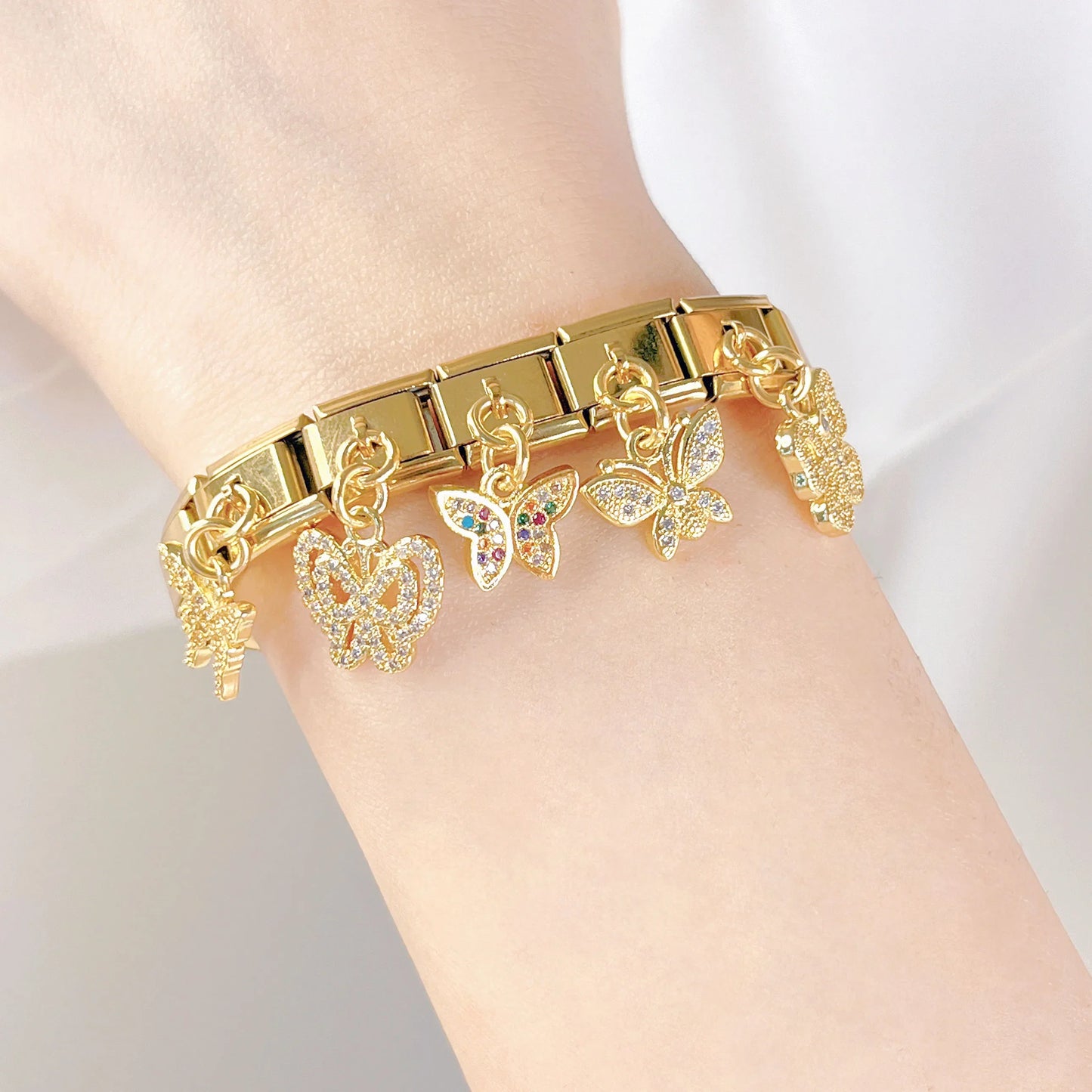 Beautiful Cute Butterfly Dazzling charms silver gold