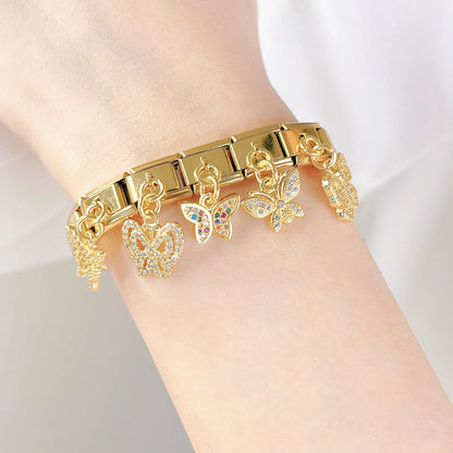 The Beautiful Dazzling Butterfly Dangle Charm in Silver & Gold