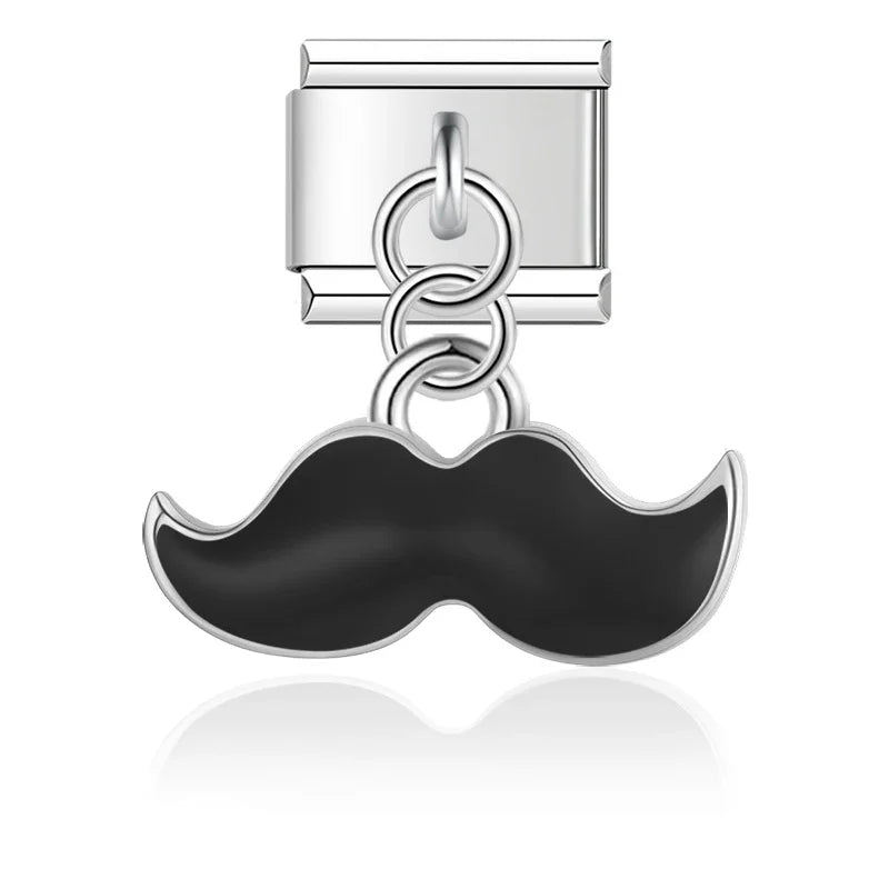 Mustache Leaf Daisy Flower dangle charms
