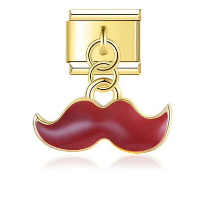 The Mustache, Leaf & Daisy Flower Dangle Charm in Silver