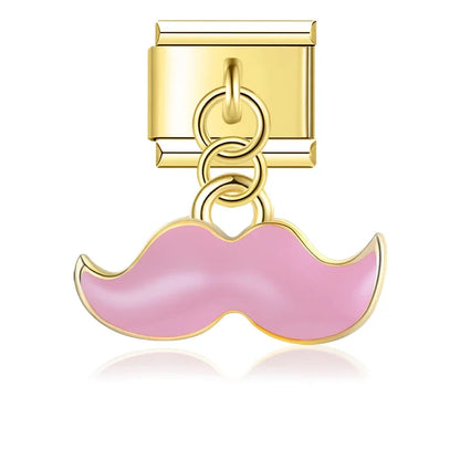 The Mustache, Leaf & Daisy Flower Dangle Charm in Silver