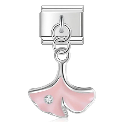 The Mustache, Leaf & Daisy Flower Dangle Charm in Silver
