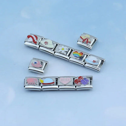 Heart, Hat, Teacup, Elephant & Dragonfly Italian Charms — Whimsical Bracelet Links