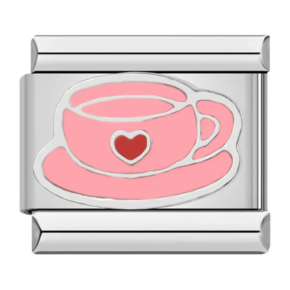 Heart, Hat, Teacup, Elephant & Dragonfly Italian Charms — Whimsical Bracelet Links