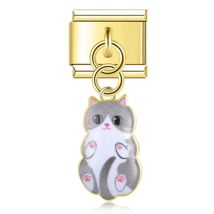 The Golden Cute Cat Dangle Charm