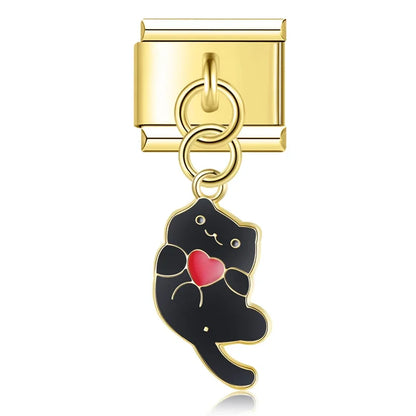 The Golden Cute Cat Dangle Charm
