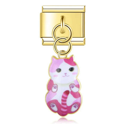 The Golden Cute Cat Dangle Charm