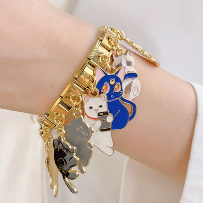 The Golden Cute Cat Dangle Charm