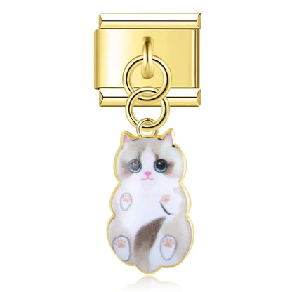 The Golden Cute Cat Dangle Charm