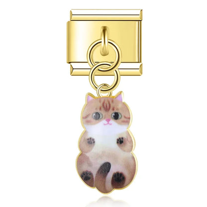 The Golden Cute Cat Dangle Charm