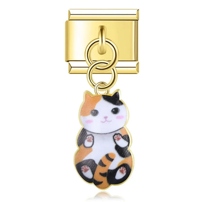 The Golden Cute Cat Dangle Charm