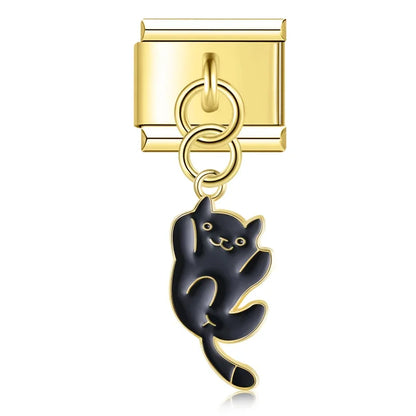 The Golden Cute Cat Dangle Charm