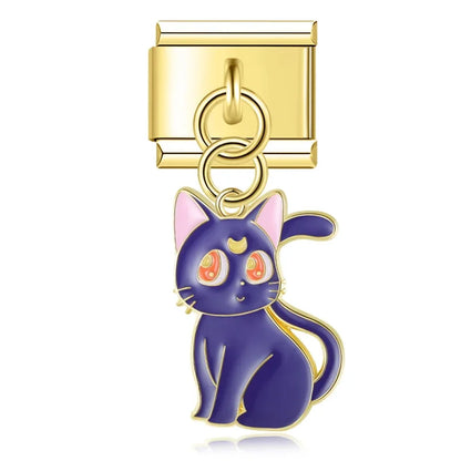 The Golden Cute Cat Dangle Charm