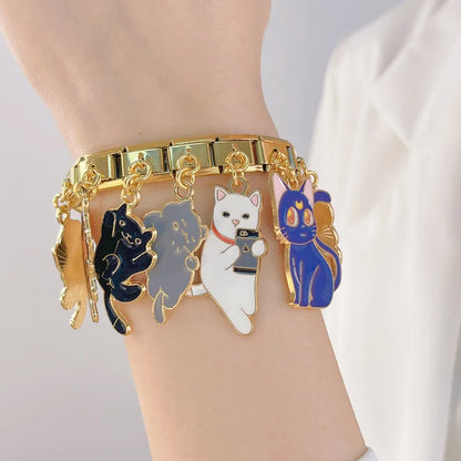 The Golden Cute Cat Dangle Charm