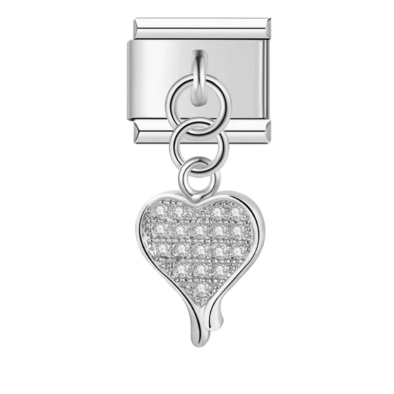 Celestial Heart & Winged Silhouette Dangle Charm