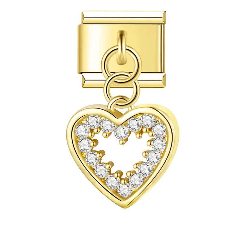 Celestial Heart & Winged Silhouette Dangle Charm