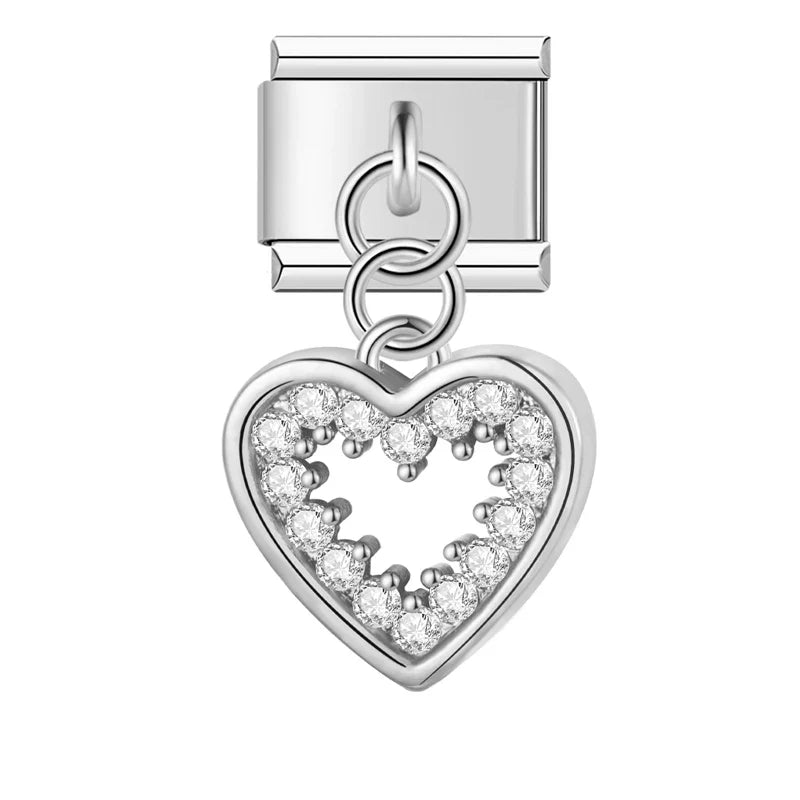 Celestial Heart & Winged Silhouette Dangle Charm