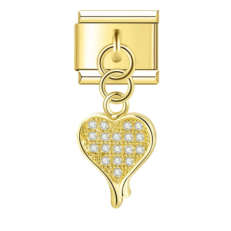 Celestial Heart & Winged Silhouette Dangle Charm