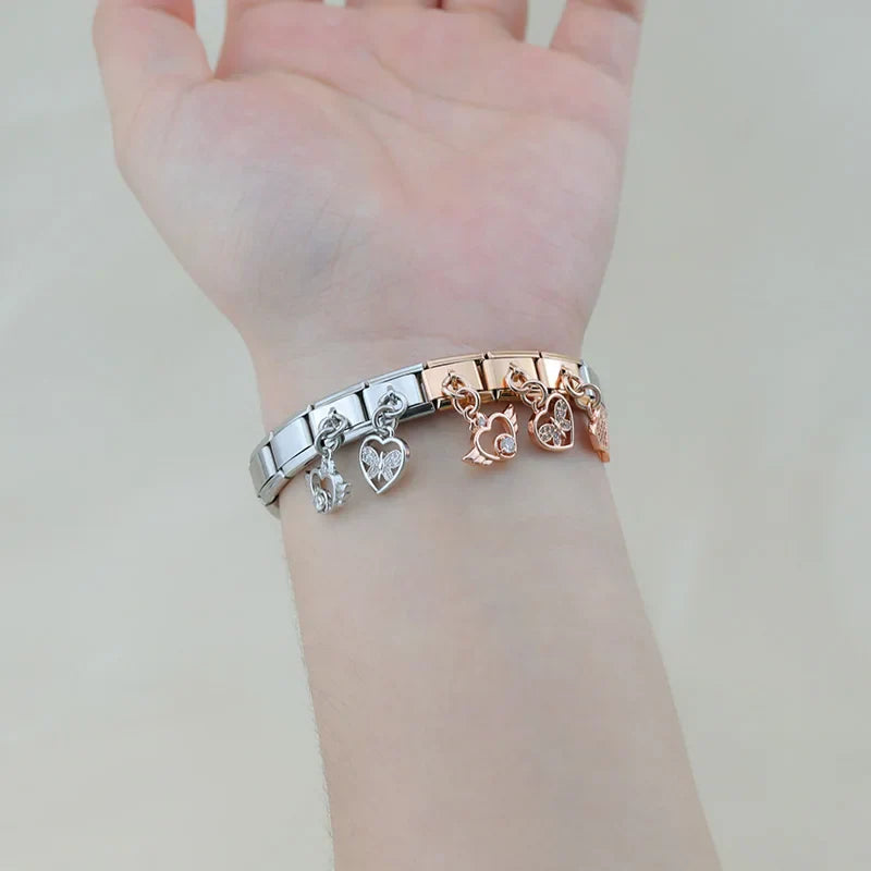 Celestial Heart & Winged Silhouette Dangle Charm